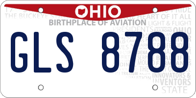 OH license plate GLS8788