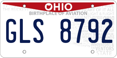 OH license plate GLS8792