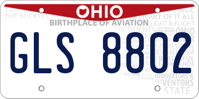 OH license plate GLS8802
