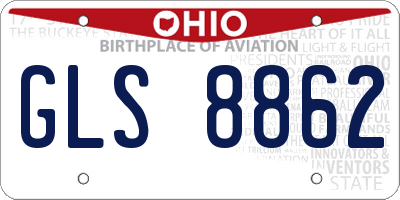 OH license plate GLS8862