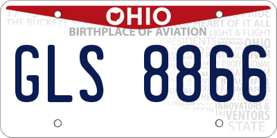 OH license plate GLS8866