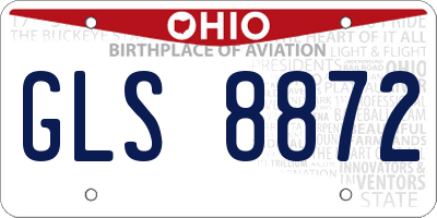 OH license plate GLS8872