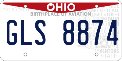 OH license plate GLS8874