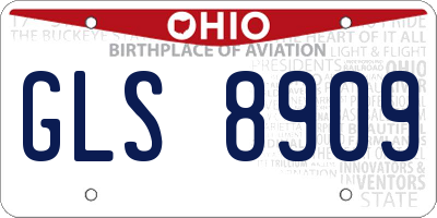 OH license plate GLS8909