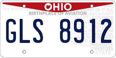 OH license plate GLS8912