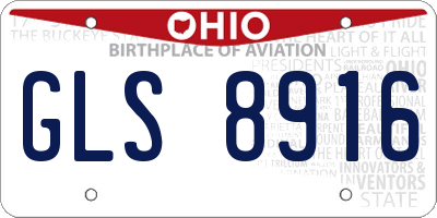 OH license plate GLS8916