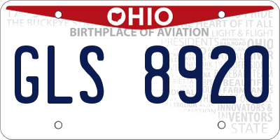 OH license plate GLS8920