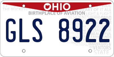 OH license plate GLS8922
