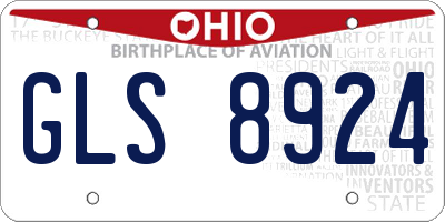 OH license plate GLS8924