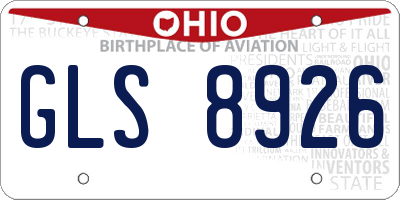 OH license plate GLS8926