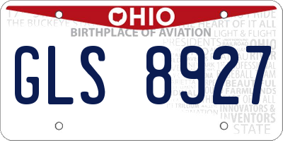 OH license plate GLS8927