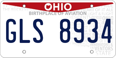 OH license plate GLS8934