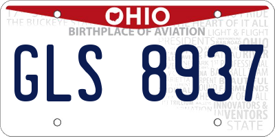 OH license plate GLS8937