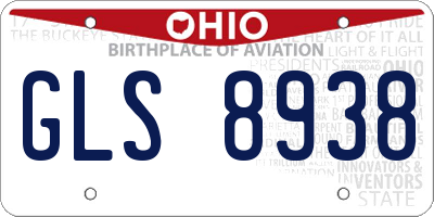 OH license plate GLS8938