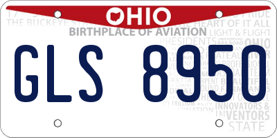 OH license plate GLS8950
