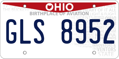 OH license plate GLS8952