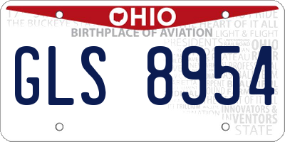 OH license plate GLS8954