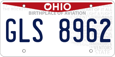 OH license plate GLS8962