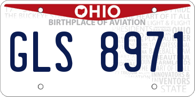 OH license plate GLS8971