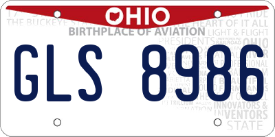 OH license plate GLS8986