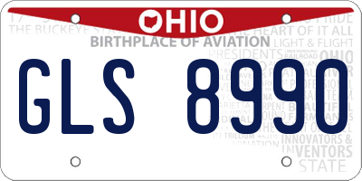 OH license plate GLS8990