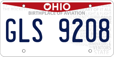 OH license plate GLS9208