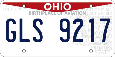OH license plate GLS9217