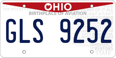 OH license plate GLS9252