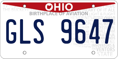 OH license plate GLS9647