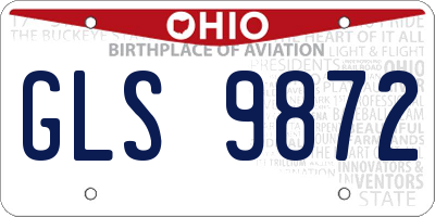 OH license plate GLS9872