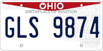 OH license plate GLS9874