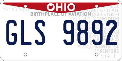 OH license plate GLS9892
