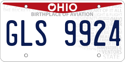OH license plate GLS9924