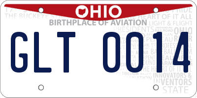 OH license plate GLT0014