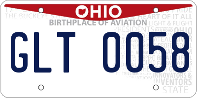 OH license plate GLT0058