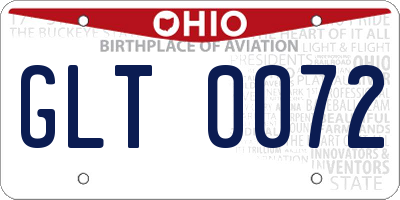 OH license plate GLT0072