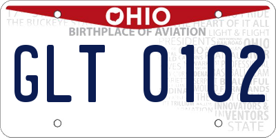 OH license plate GLT0102