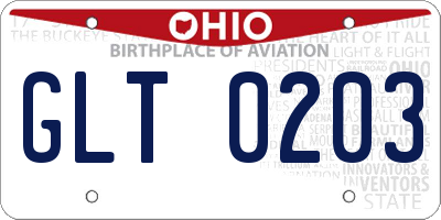 OH license plate GLT0203