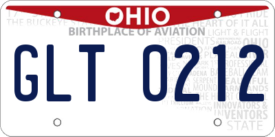 OH license plate GLT0212