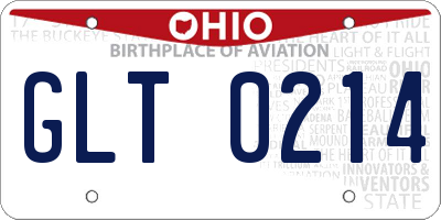 OH license plate GLT0214