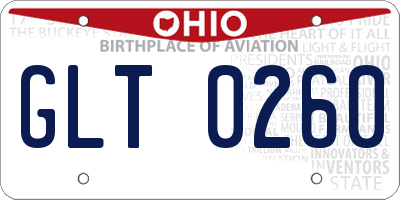 OH license plate GLT0260