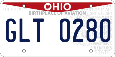 OH license plate GLT0280