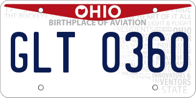 OH license plate GLT0360