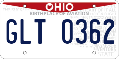 OH license plate GLT0362