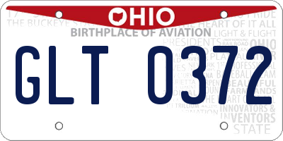 OH license plate GLT0372