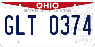 OH license plate GLT0374