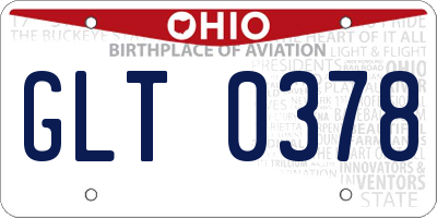 OH license plate GLT0378