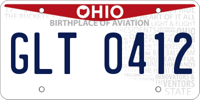 OH license plate GLT0412