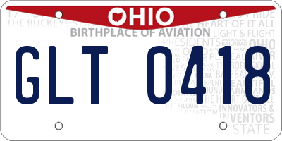 OH license plate GLT0418
