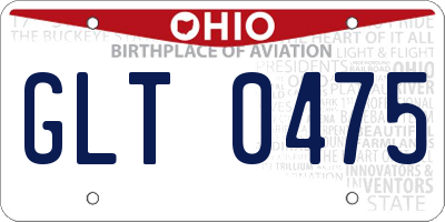 OH license plate GLT0475